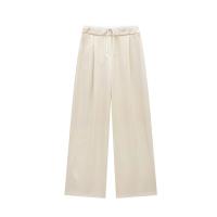 2024 pantalones de mujer pantalones anchos holgados pantalones negros de moda para mujer pantalones casuales de cintura alta otoño mallas acampanadas azules - details 7