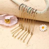 ZMZY, cadena de joyería de acero inoxidable de estilo coreano Simple para mujer, pequeña turmalina de piedra Natural, nuevo en lindos regalos de verano para amigos - details 3