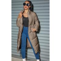 Chaqueta larga de algodón para mujer, camiseta cálida de Color sólido a la moda, invierno, 2024 - details 10