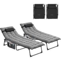 Taburete de Playa Plegable con Almohada 190x68x31cm 4 Posiciones Ajustables Carga de 300lbs - details 31