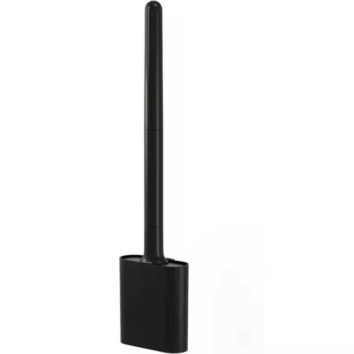 Escobilla de Baño de Silicona Estándar Cepillo de Cerda Flexible para Secado Rápido, Limpieza WC 360 Incluye Soporte Escobillero Antigoteo, Montaje Suelo o Pared - 1
