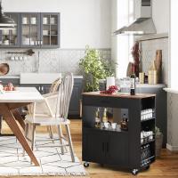 Carro de Cocina con Ruedas, Carrito de Servicio con 3 Estantes Laterales, Armario de Puertas y Cajón, Isla de Almacenamiento con Toallero, Buffet de Comedor, 82 x 46 x 92 cm - details 8
