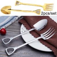 Juego de Cucharas de Acero Inoxidable 2pcs Forma de Pala Creativa para Tables y Desertos - details 1