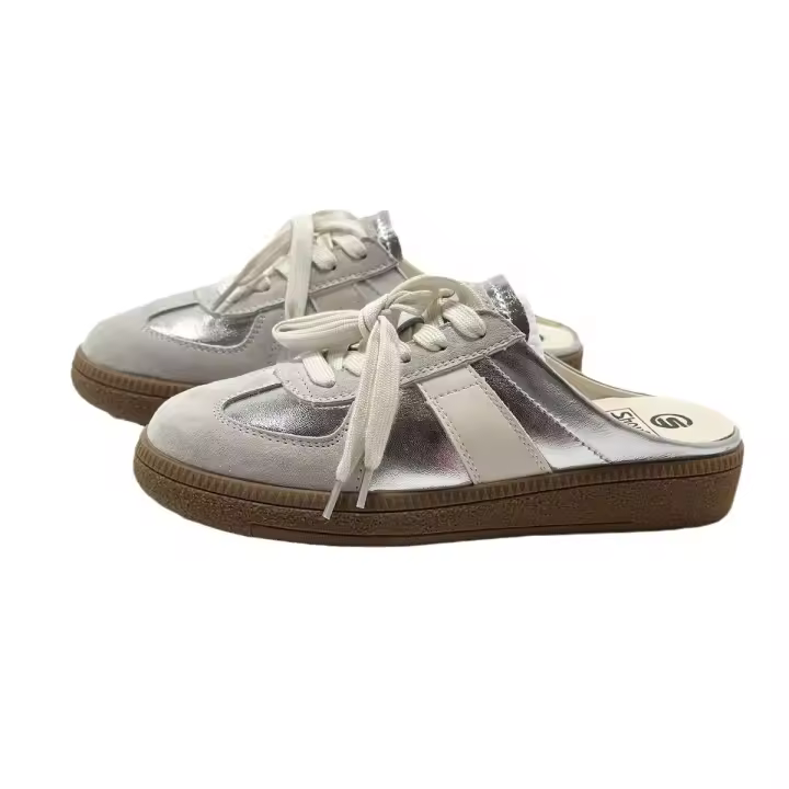 Zapatos de mulas para mujer, mocasines sin cordones con punta redonda, zapatillas para caminar, zuecos perezosos, plataforma de verano, zapatillas Creeper Baotou - 1