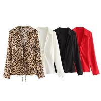 BUNO-Camisa con cordones y lazo con cuello en V, camisas de gasa con solapa de manga larga y textura satinada de seda, blusa holgada informal a la moda, cárdigan, Top para mujer - details 12