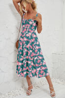 Vestido midi de satén con tirantes finos para mujer, abertura frontal, hueco - details 23