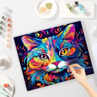 RUOPOTY-pintura acrílica por números para adultos, dibujo de gato colorido, regalo Diy, decoración del hogar para niños, artesanía - details 3