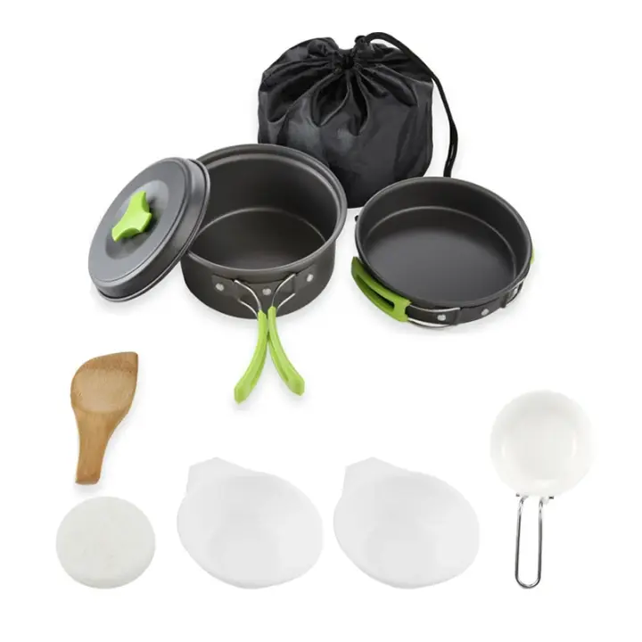 Juego de Utensilios de Cocina Portátiles Duraderos Utensilios de Camping con Vajilla y Bolsa de Almacenamiento Práctica - 1
