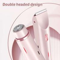 Maquinilla de afeitar eléctrica de doble cabezal para mujer, recargable, en seco y húmedo, sin dolor, Shaer hine, para áreas privadas del cuerpo - details 5