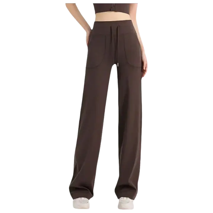 Pantalones De Yoga Para Mujer De Cintura Alta Flared Respirables De Talla Grande Con Bolsillos Para Gimnasio Y Danza - 1