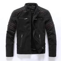 Nueva chaqueta de cuero de los hombres de cuero lavado, moto más vellón empalme chaqueta de cuero esmerilado, abrigo de cuero de los hombres, biker marea Slim abrigo - details 3