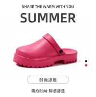 Zapatillas de suela gruesa con punta para mujer, sandalias de verano para exteriores, a la moda, con heces, zapatos de pastel de esponja, 2024 - details 0
