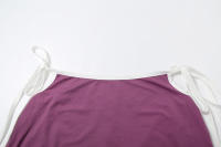 BUNO-Conjunto informal de 2 piezas para mujer, chándal, camisola con ribete blanco + pantalón corto de vendaje lateral, ropa de calle deportiva elástica a juego - details 14