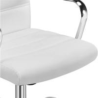 Oficina Sillón de Trabajo con Respaldo Tapizado Asiento Sintético Altura Ajustable Blanco - details 3