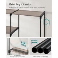 Armario, Perchero, Guardarropa, con Barras, Vestidor, Estantes de Tela, Marco de Metal, 182 x 43 x 182 cm - details 4