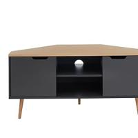 mueble tv esquina negro y roble