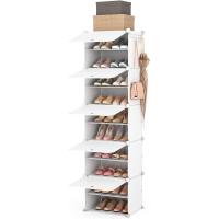 Zapatero de Plástico Portátil 8 Niveles, 32 Pares, Organizador para Armario, Entrada, Dormitorio, Pasillo Blanco, 2 x 8 - details 16