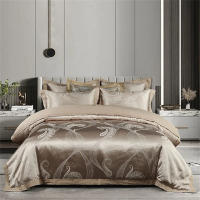 Juego de Ropa de Cama con Bordado de Jacquard Dorado Svetanya Funda de Edredón y Funda de Almohada para Cama Reina y Rey con Tela Elástica - details 9