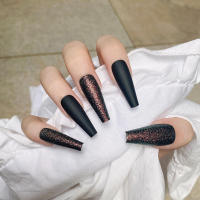 Uñas postizas con purpurina mate de cobertura total, puntas desmontables, 24 piezas - details 4