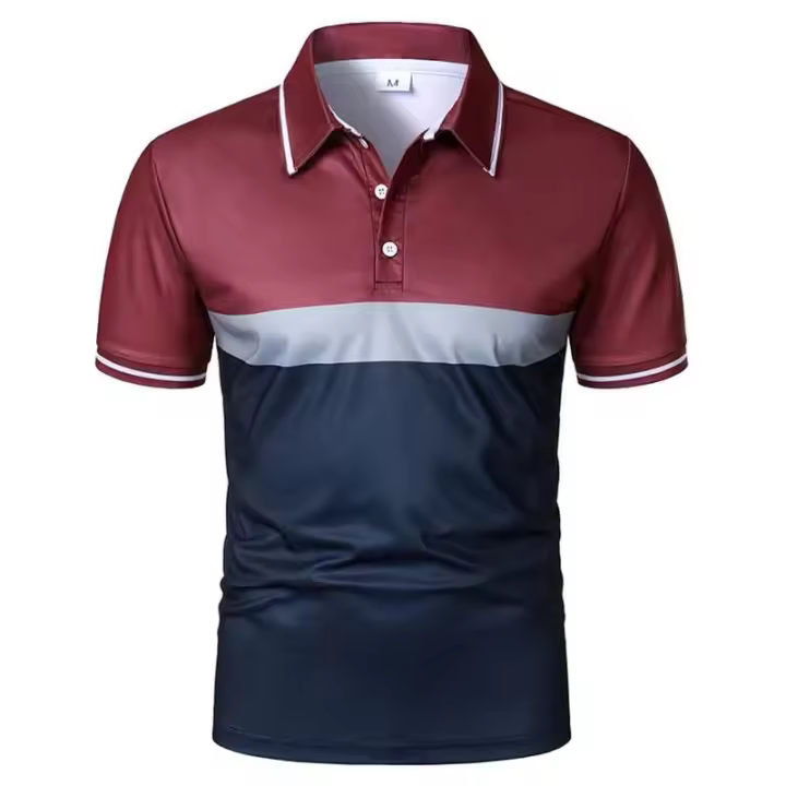 Camisa de hombre, Casual, Trabo, Cuello, Manga corta, Básica, Moderna, Rayas, Botón minorista, Verano, Primavera, Camisa de golf USTE regular - 1
