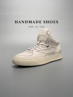 Botas casuales de media caña de alta gama para hombre, zapatos blancos pequeños de cuero genuino, botines de piel de vaca. - details 1