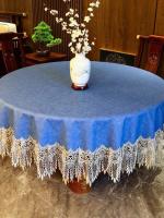 Mantel rectangular de lujo con bordado de encaje, cubierta de mesa redonda, mesa elegante con flores, tela de comedor, pañuelos de mesa - details 11