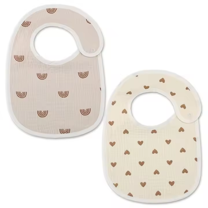 Babero de algodón de 2 piezas para bebé, toalla de Saliva impermeable para alimentación de recién nacido, paño para eructar - 1