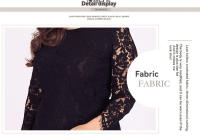 Vestido de encaje Floral de manga larga para mujer, talla grande, negro, adecuado para banquetes, clubes, vacaciones de ocio y uso diario - details 3