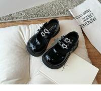 Zapatos de princesa con lazo amoroso para niñas, calzado de baile de actuación para fiesta, de cuero, con punta redonda y suela suave, color negro, novedad de 2024 - details 8