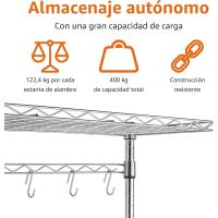 3 Estantería de cocina con tablas de madera, 45,7 D x 61 W x 151 H cm, Cromo - details 1