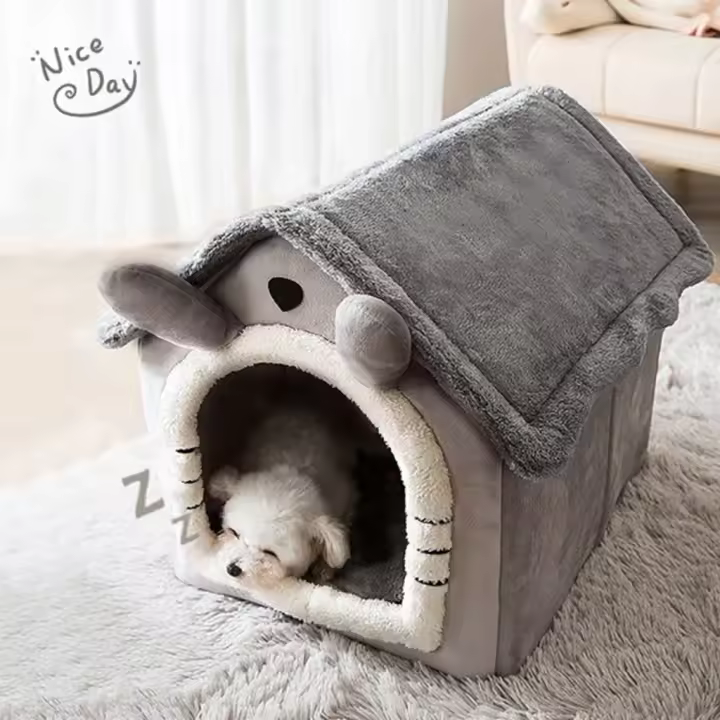 Cama plegable para perros y gatos, casa extraíble y lavable para mascotas, nido de interior - 1
