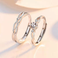 Anillo de pareja de 34 tipos, simple y moderno, par de circonitas de corona para hombres y mujeres, anillo de diamantes de simulación de boda abierto - details 13