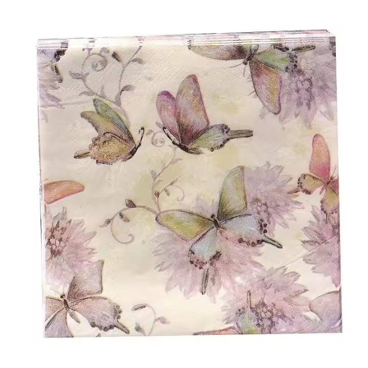 Servilletas de papel Decoupage de mariposa para decoración de Navidad, suministros de mesa para boda, 20 unids/lote por bolsa - 1
