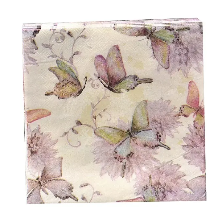 Servilletas de papel Decoupage de mariposa para decoración de Navidad, suministros de mesa para boda, 20 unids/lote por bolsa - 1