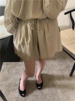 Blusa de verano a cuadros extragrande 2024 para niñas, traje de mujer, camisa de manga larga, pantalones de pierna ancha de cintura alta, trajes de dos piezas con pantalones cortos - details 9