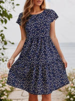Vestido casual holgado de manga corta con estampado de lunares, nueva colección Primavera/Verano 2025 - details 3