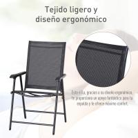 Conjunto de 2 Sillas Plegables para Exterior con Reposabrazos Sillas para Balcón Jardín Terraza Metal Texteline Carga 110kg 58x64x94 cm Gris - details 12