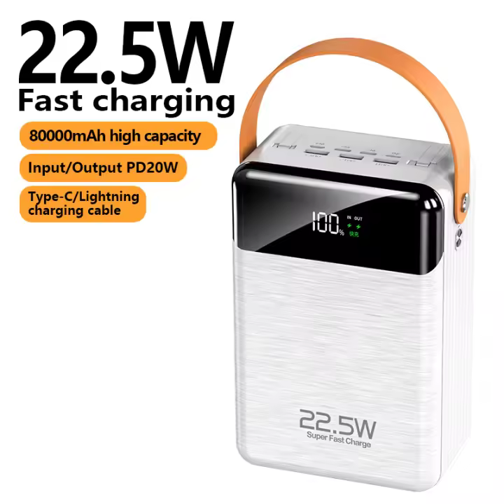 PowerBank 80000mAh 22,5 W + PD20W carga rápida + tipo-c * 3 + USB * 3 + Lightning * 1 + luz LED - 1