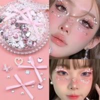 Parche de Maquillaje Facial de Mariposa de Flores Adhesivo de Secuencia de Perlas de Diamante DIY para Uso en Belleza de Nails y Ojos - details 7