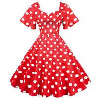 Vestido de fiesta elegante con lunares y mangas de mariposa para mujer, estilo veraniego. - details 15