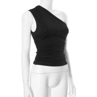 Camiseta sin mangas con espalda descubierta y un solo hombro, color caramelo, Ustada, sexy, sin cuello, casual - details 24