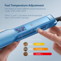 Alizador de Cabello Profesional KIPOZI Hierro Plano de Titanio Ajustable de 1.75 Pulgadas con Pantalla LCD Calentamiento Rápido de 30S Voltaje Dual Certificado CE - details 4