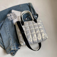 Bolso bandolera de gran capacidad con hombro acolchado de nailon para mujer Color sólido - details 18