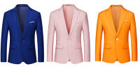 Blazer de Negocios Delgado para Hombres Colores de Caramelo Traje de Forma Casual para Oficina y Club Social - details 6