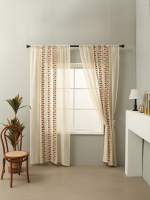 Cortinas De Sala De Estilo Rústico En Khaki Con Bordado De Hojas De Cuatro Colores, Set De Una Pieza Para Ventana De Ángulo - details 1