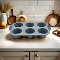 Bandeja de Horneado de Silicona Antiadherente de 6 Copas Molde de Panquecas para Hacer Pasteles DIY en la Cocina - details 6