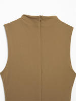 - Diseño plisado sin mangas, color sólido, temperamento elegante, cintura recta, vestido, falda larga, ropa de mujer. - details 4