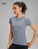 Camiseta deportiva de manga corta de secado rápido de diez colores, sudadera para mujer, ropa de Fitness transpirable, Top de manga corta para Yoga de Color sólido - details 11