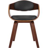 Silla de visita Kingston en piel sintética I Silla de madera con respaldo semi-convexo I Sillón de salón estilo escandinavo, Color:Nuez/Negro - details 3