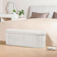 Taburete reposapiés, banco de pie de cama, para sala de estar, dormitorio, entrada, blanco - details 5